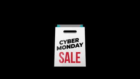Cyber-Monday-sale-sign-banner-for-promo-video.-Sale-shopping-bag.-Special-offer-discount-tags-with-Alpha-Channel-transparent-background.